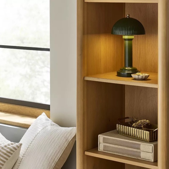 11.5" Fluted Metal Rechargeable Library Table Lamp Green - Hearth & Hand - Picture 2 of 5